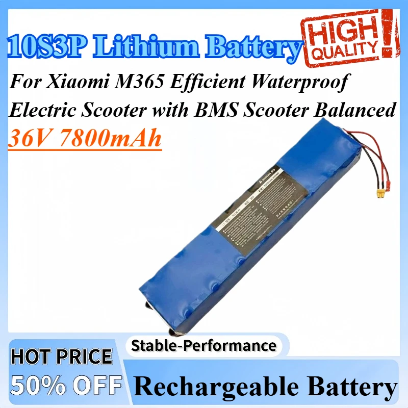 

36V 7800mAh 10S3P Rechargeable Lithium Battery For Xiaomi M365 Efficient Waterproof Electric Scooter With BMS Scooter Balanced