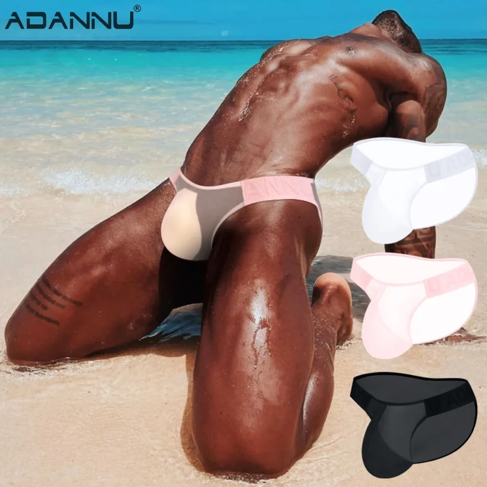 

Трусы, сексуальные мужские трусы, летние ультратонкие трусы из ледяного шелка, прозрачное нижнее белье с тиснением на талии, трусы без следов, 1-4 шт.