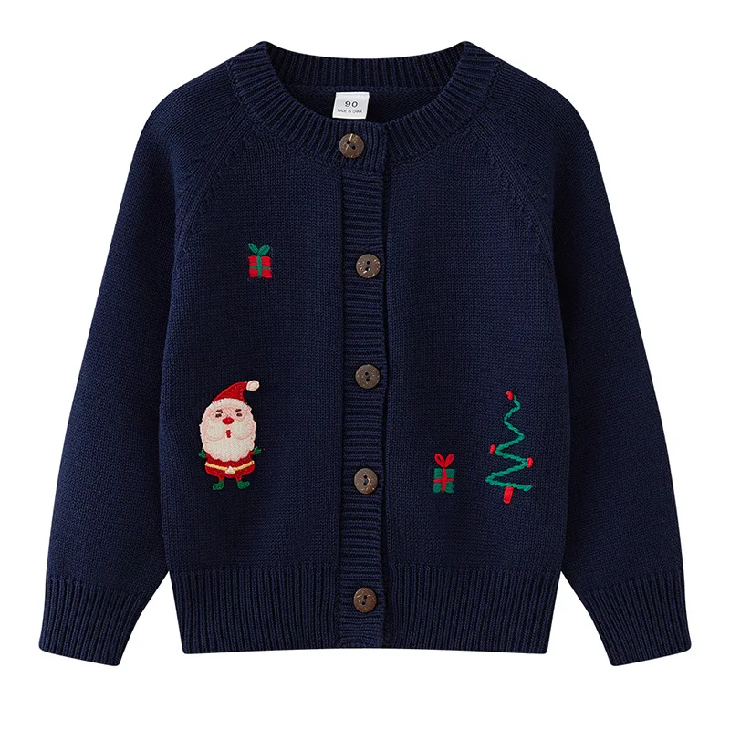 Children's Sweater Spring/Autumn Pure Cotton Kids Knitted Cardigan Coat For Teen Girls Boys Age 1-10 Years Christmas Wear