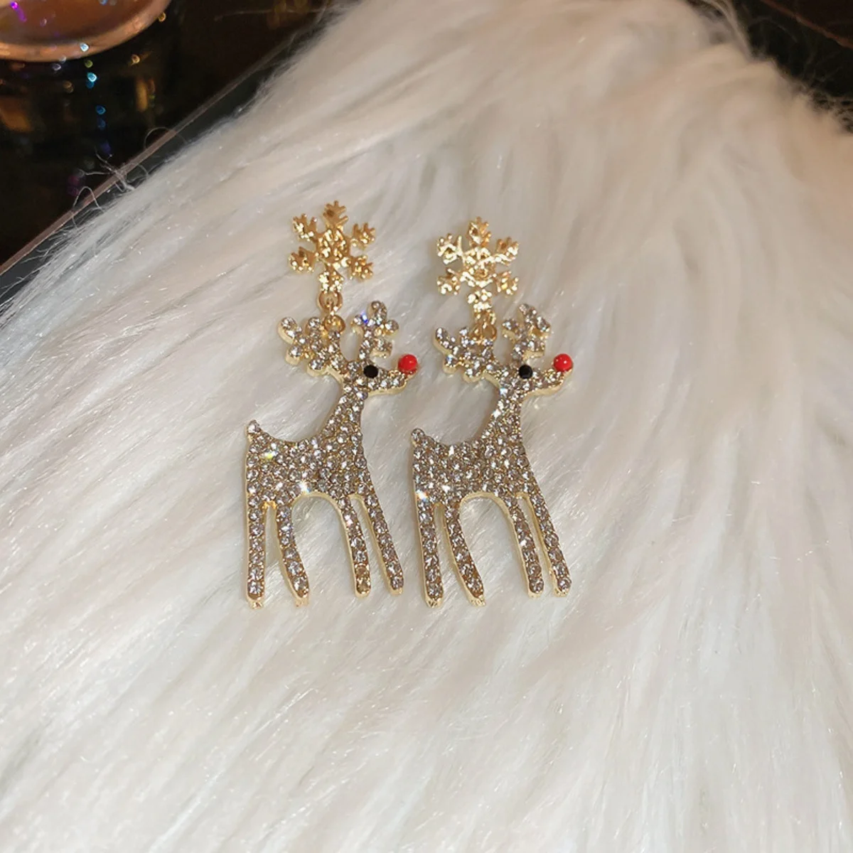 Xmas Holiday Deer Drop Earrings Full Rhinestone Reindeer Snowflake Elk Dangle Earring Christmas Party Jewelry Gift For Women Men