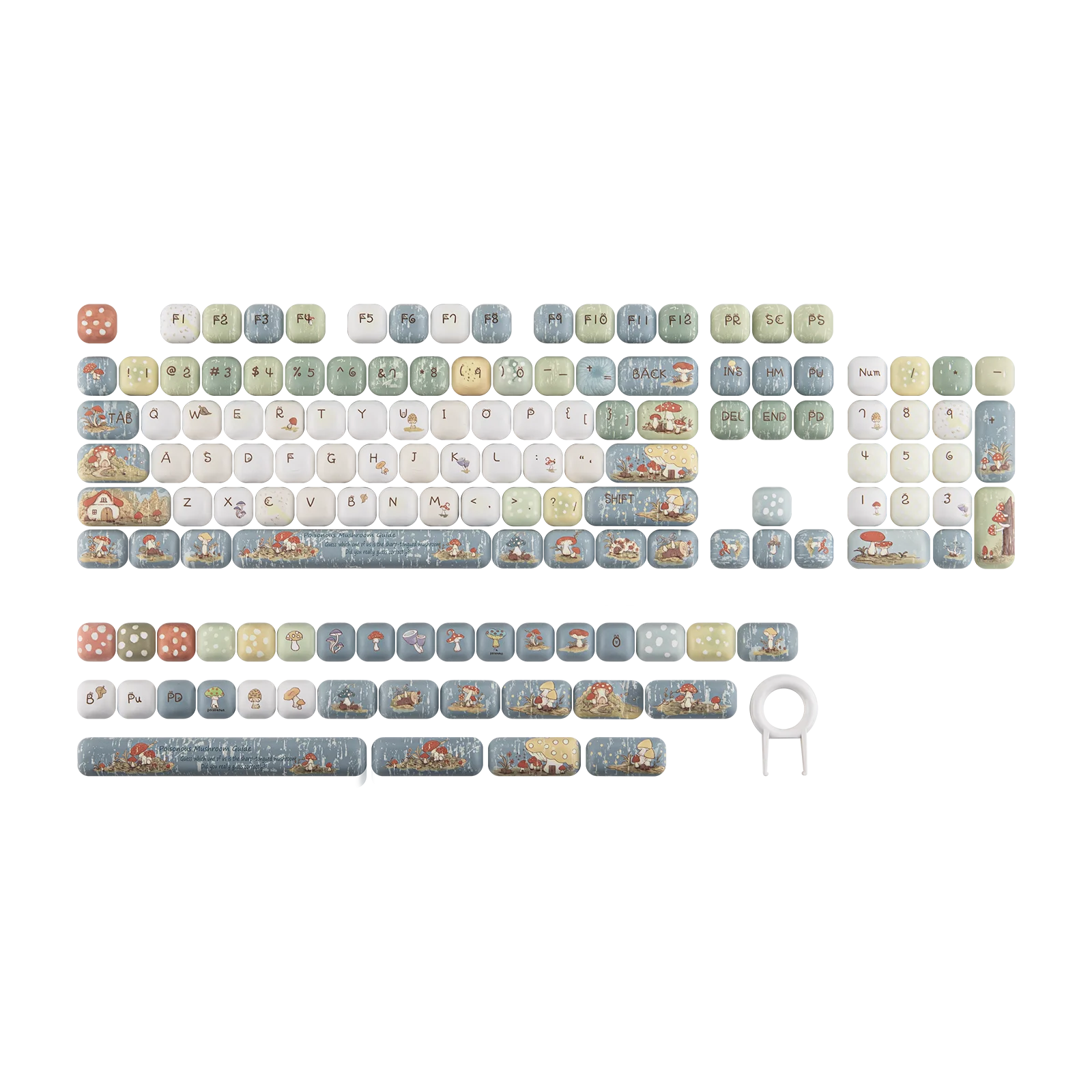 KiiBOOM Little Shroom Pack Keycap Set 137 MOG Profile PBT Keys for Alice/60%/65%/75%/TKL/96%/Full Size ANSI Layout Keyboards