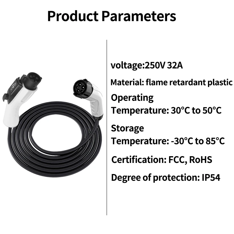 สายชาร์จรถยนต์ไฟฟ้าแบบ Type1 หัวเสียบตัวเมีย J1772 เป็นหัวเสียบตัวผู้ Type1 สำหรับรถยนต์ไฟฟ้า 32A 2ม./5ม./10ม.