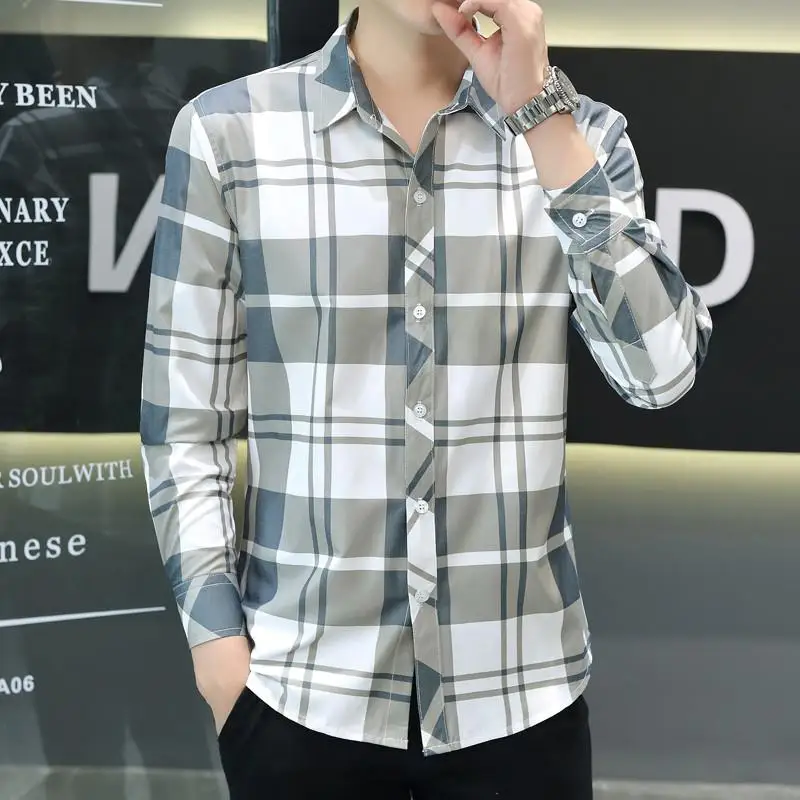 

Весенняя новинка Ice Silk Long Sve Мужская irt Casual Thin Sle Защита от солнца Faionable Cheered Pattern Ci Youth Faion