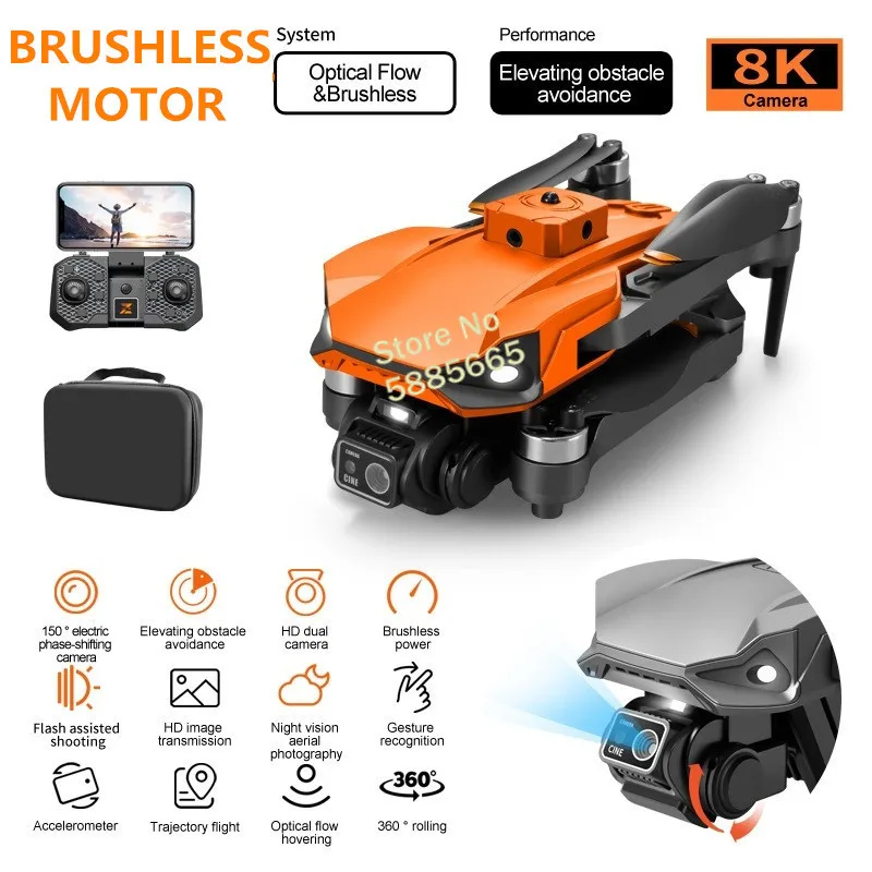 8K ESC Dual Camera Aerial WIFI FPV RC Drone 2.4G Brushless Optical Flow Flash Lamp Obstacle Avoidance Remote Control Quadcopter