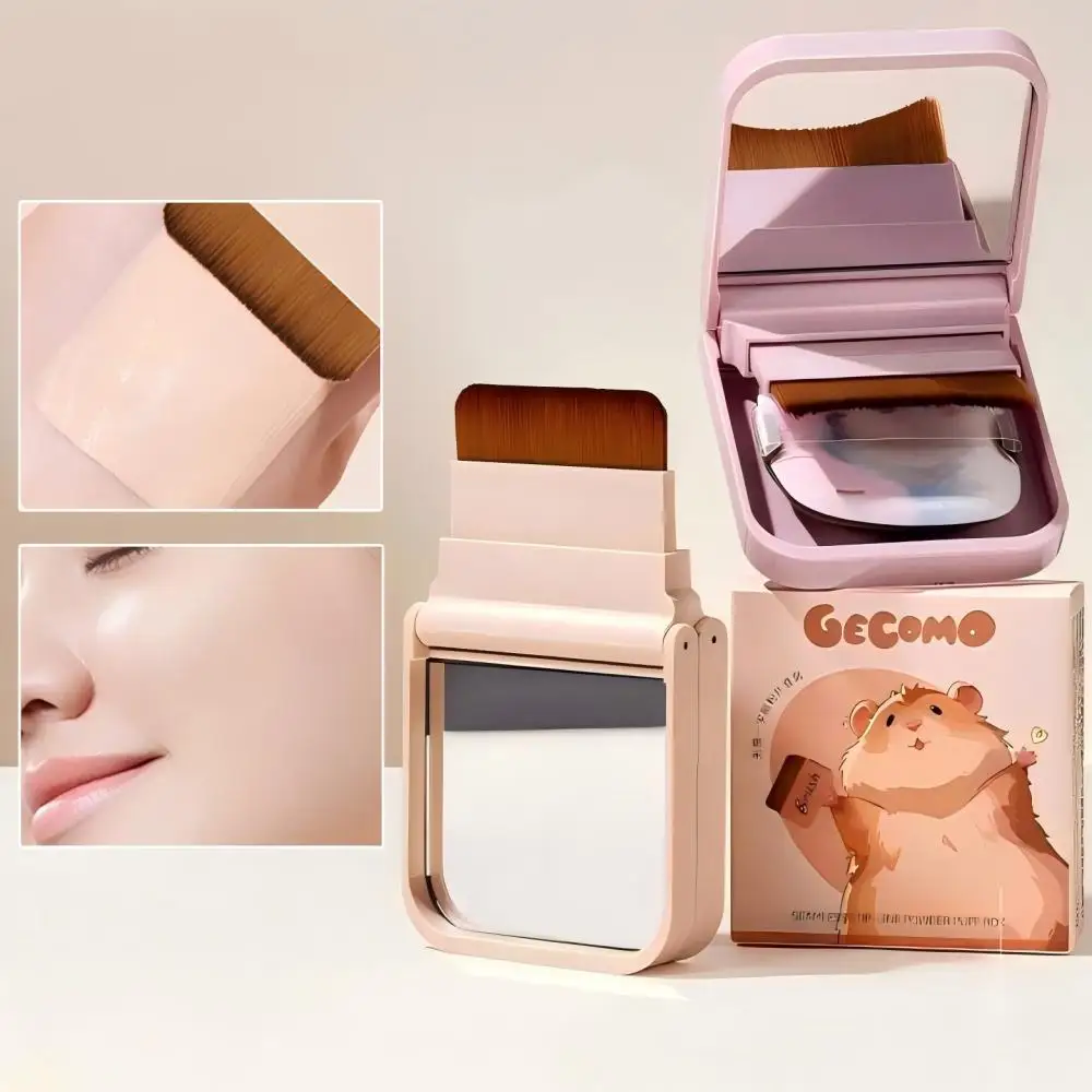 跡が残らないソフトブラシパフセット、超薄型ポータブル、パフミラー内蔵、完璧なベースメイクブラシ