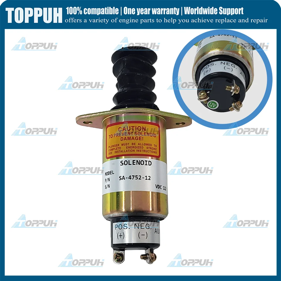 12V Fuel Shut Off Solenoid Valve SA4752-12 SA-4752-12 2003-12S7U1B2A For Woodward 3 terminals