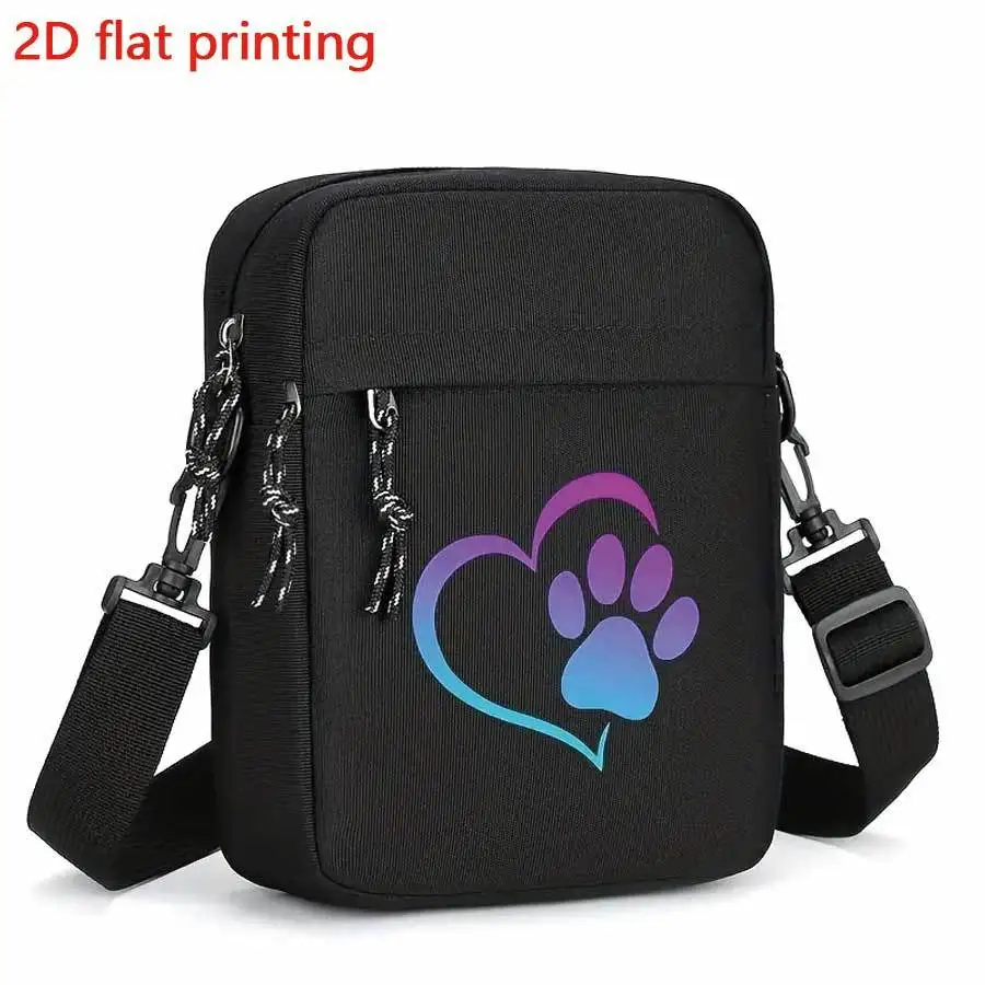 

Fun Dog Paw & Heart Print Men Women Shoulder Crossbody Bag Fashion Animal Lover Gifts Zipper Messenger Bag Outdoor Shoulder Bag