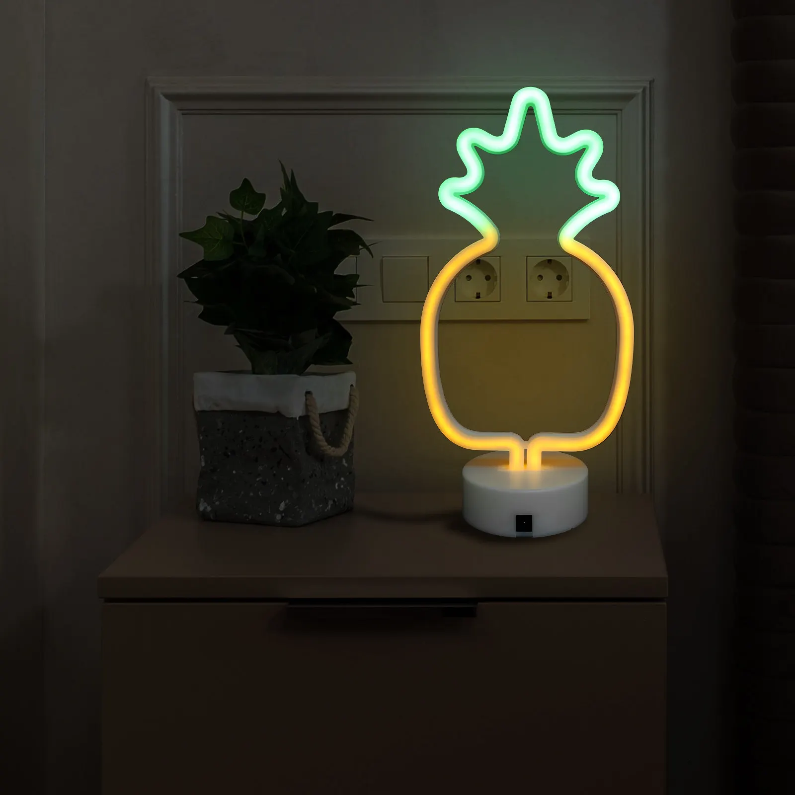 

Неоновый ночник в форме ананаса, светодиодная лампа низкого напряжения, безопасный декор для спальни, гостиной, офиса, вечеринки, домашнего декора, украшение для стола