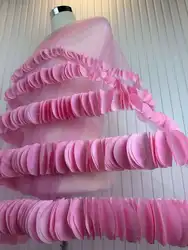 Tecido africano de renda 3D para vestido de noiva, renda de malha rosa, tecidos nigerianos bordados franceses, alta qualidade, 5 jardas, 2024