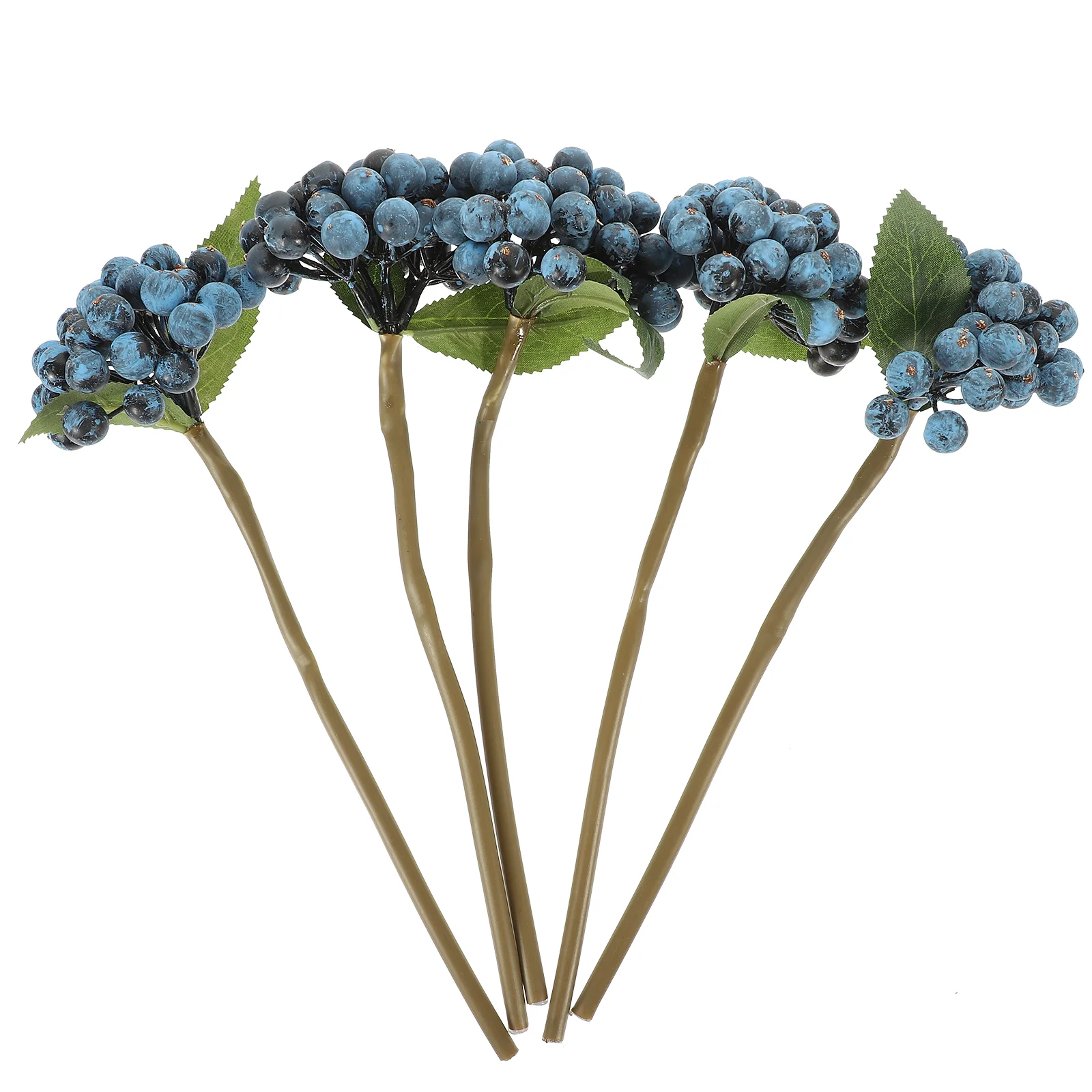 

5 Pcs Fake Berry Stem Artificial Stems Leaves Garland Decorations Branches Christmas Soft Pvc Gold