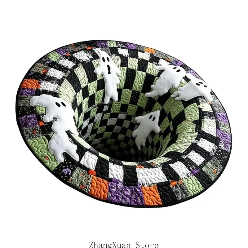 Runder Schlafzimmer-Bodenakzent, 3D-Illusion-Polyesterstück für Eingangsbereich, Wohnzimmer und saisonales Party-Styling – Detail 9