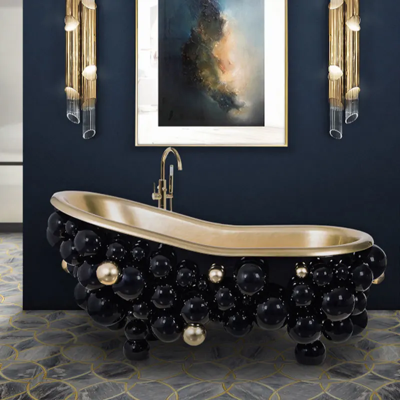 Light luxury bathtub home independent designer villa high-end art stainless steel Bubble Ball bathroom cylinder