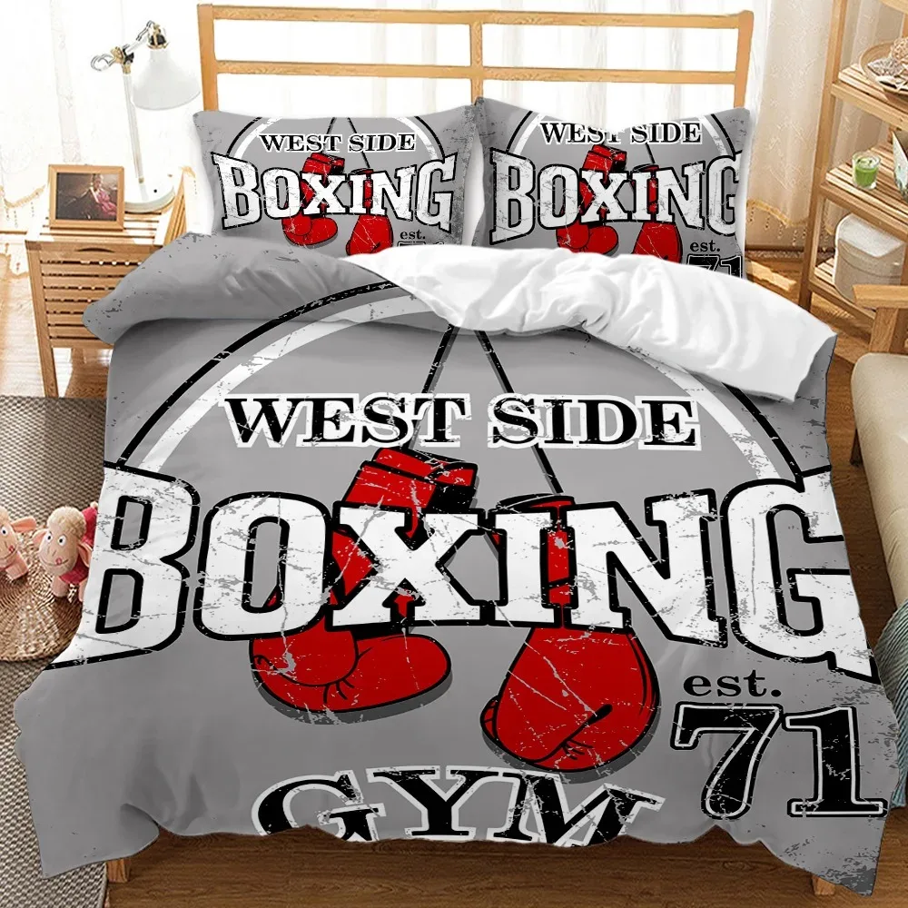 

Boxing Gloves Comforter Cover QueenKing Size Teens Boys Men Sports Boxing Game Competitive Soft Polyester Duvet Cover,Black Red