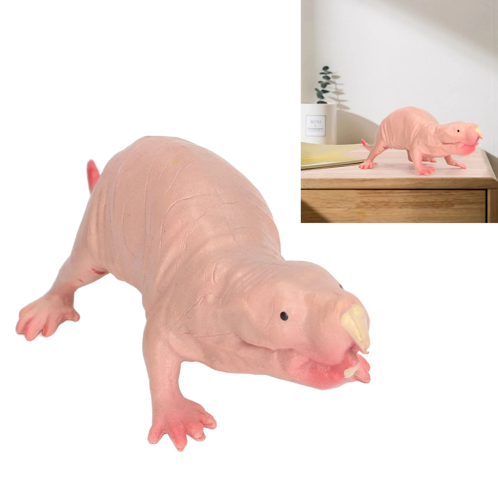 Figura de juguete de topo de plástico, modelo de topo desnudo de núcleo completo, estático y de simulación, para adornos de mesa de arena para niños