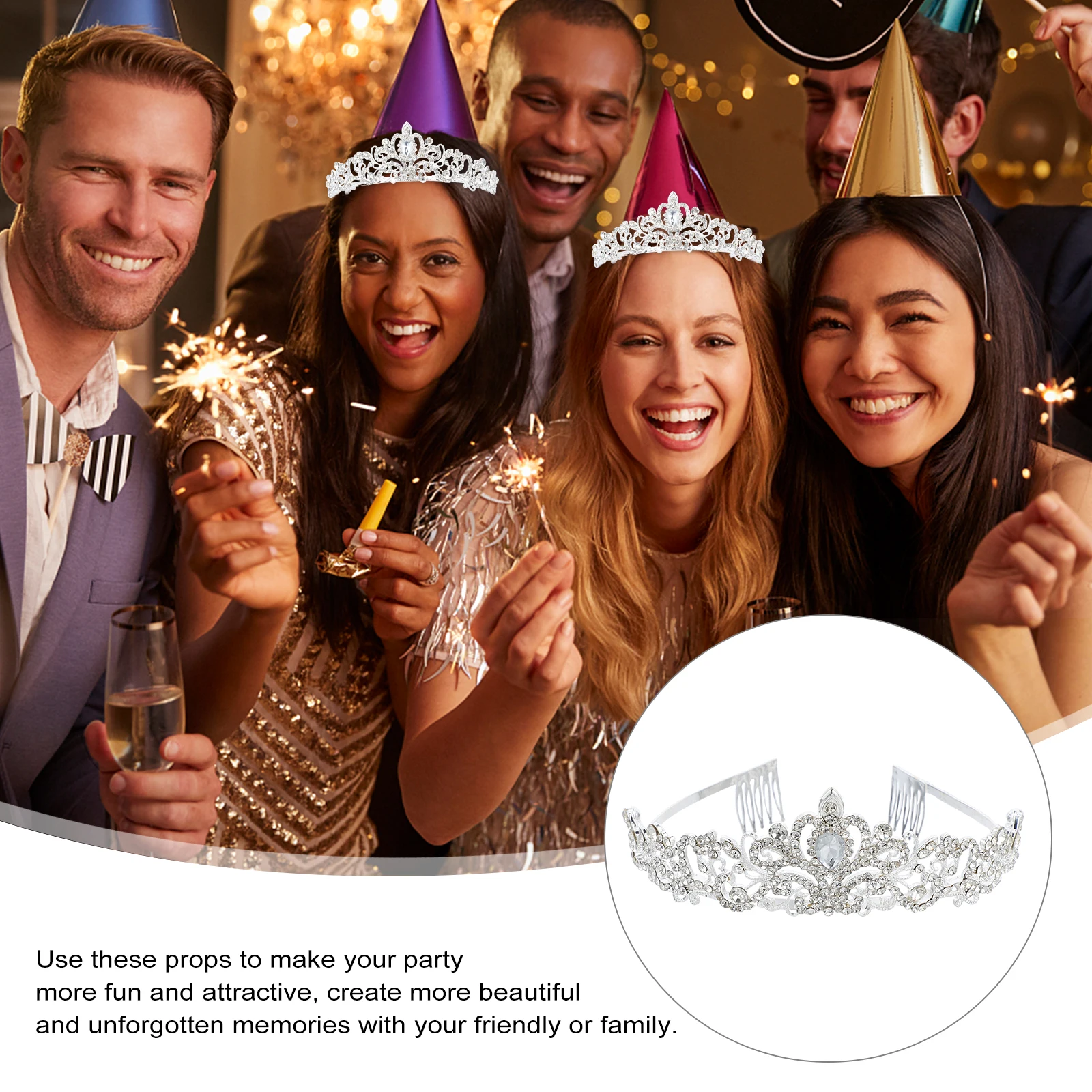 

2Pcs Crystal Crown Headband for Girls Women Prom Queen Sash Wedding Party Costume Accessories Hair Crowns Retro Fabric Alloy