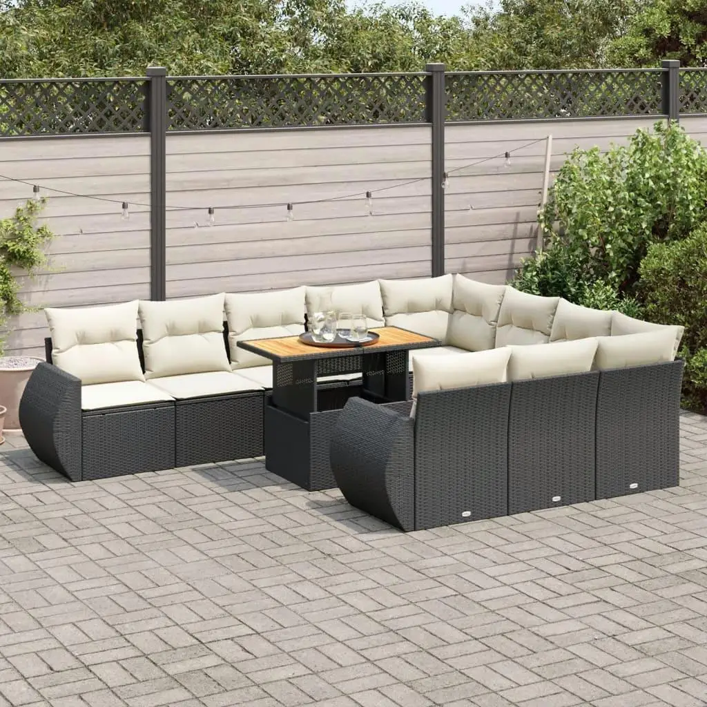 

Large Black PE Rattan Modular Garden Sofa Set Outdoor Furniture Cushioned Seating for Patio Backyard Living Room