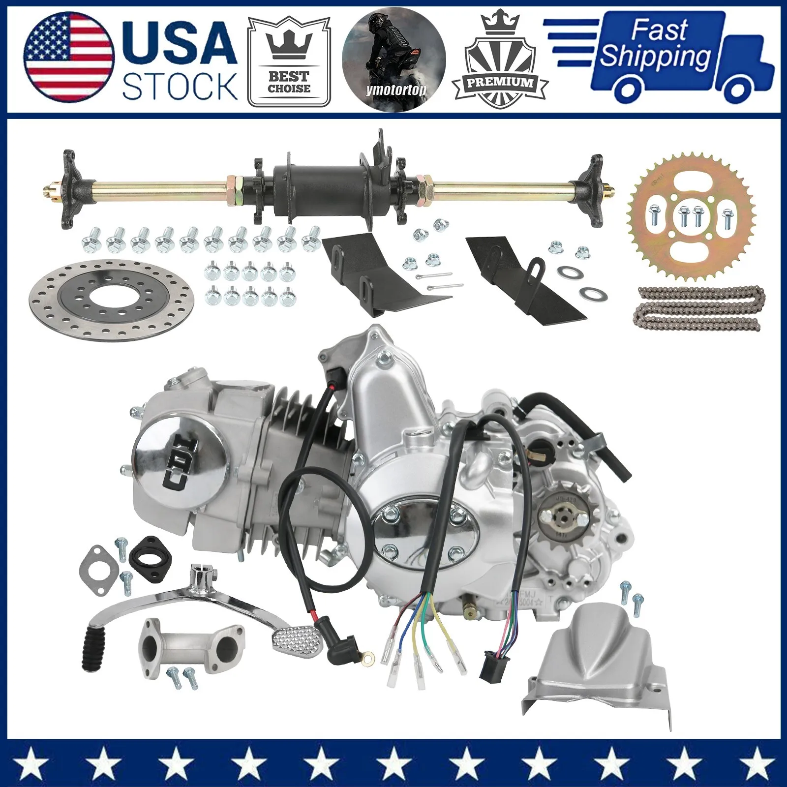 

28-дюймовая задняя ось и полуавтоматический двигатель 140 куб. см с цепной передачей 428 для квадроциклов и картов