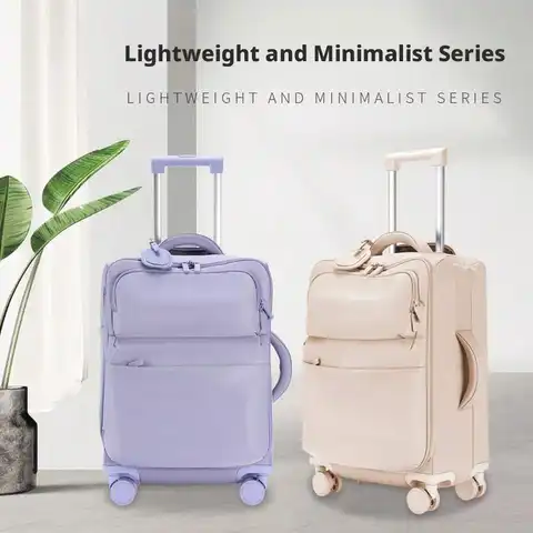 20 Inch Lightweight Nylon Carry On Luggage, Softside Password Travel Suitcase With Silent Universal Wheels, Expandable Waterproo