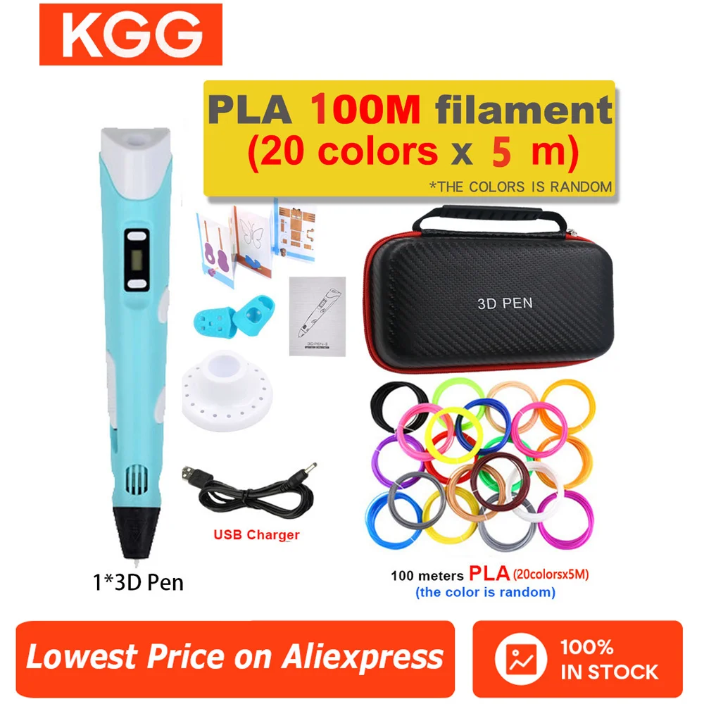 

Детская 3d-ручка, принтер для рукоделия, ручки с ЖК-экраном, пла-нить 1,75 мм, печать на день рождения, Рождество, подарок для детей