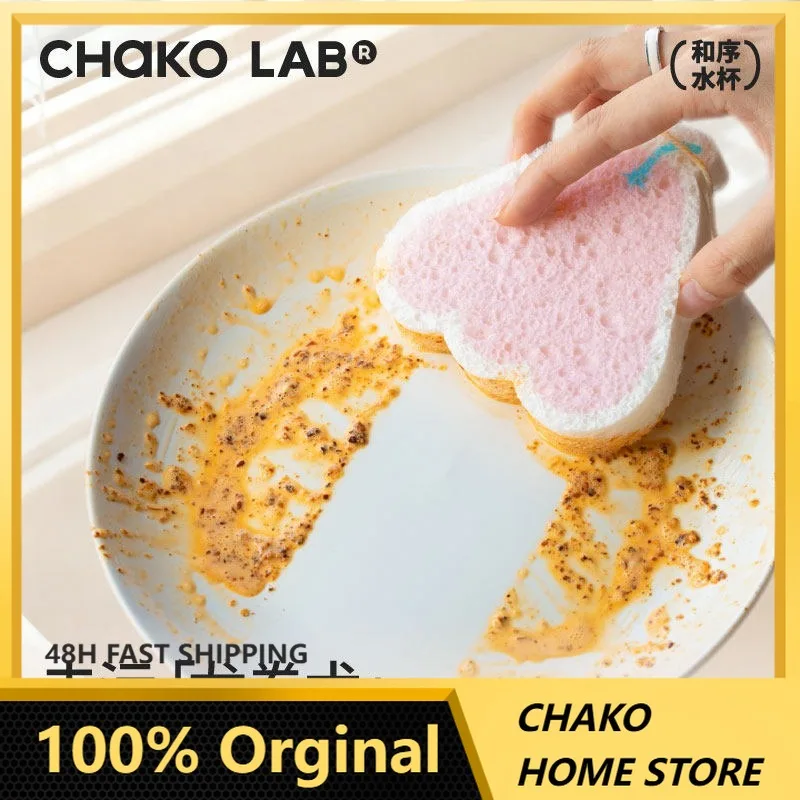 CHaKOLAB Double-Sided Cleaning Sponge, Kapok Pulp Kitchen Sponge Cloths, Non-Scratch Dish Scrubber Pads,Washable Sponges