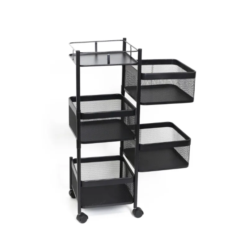 Multi-layer rotating vegetable storage rack 5-layer with wheels space saving kitchen pantry dining room easy to clean