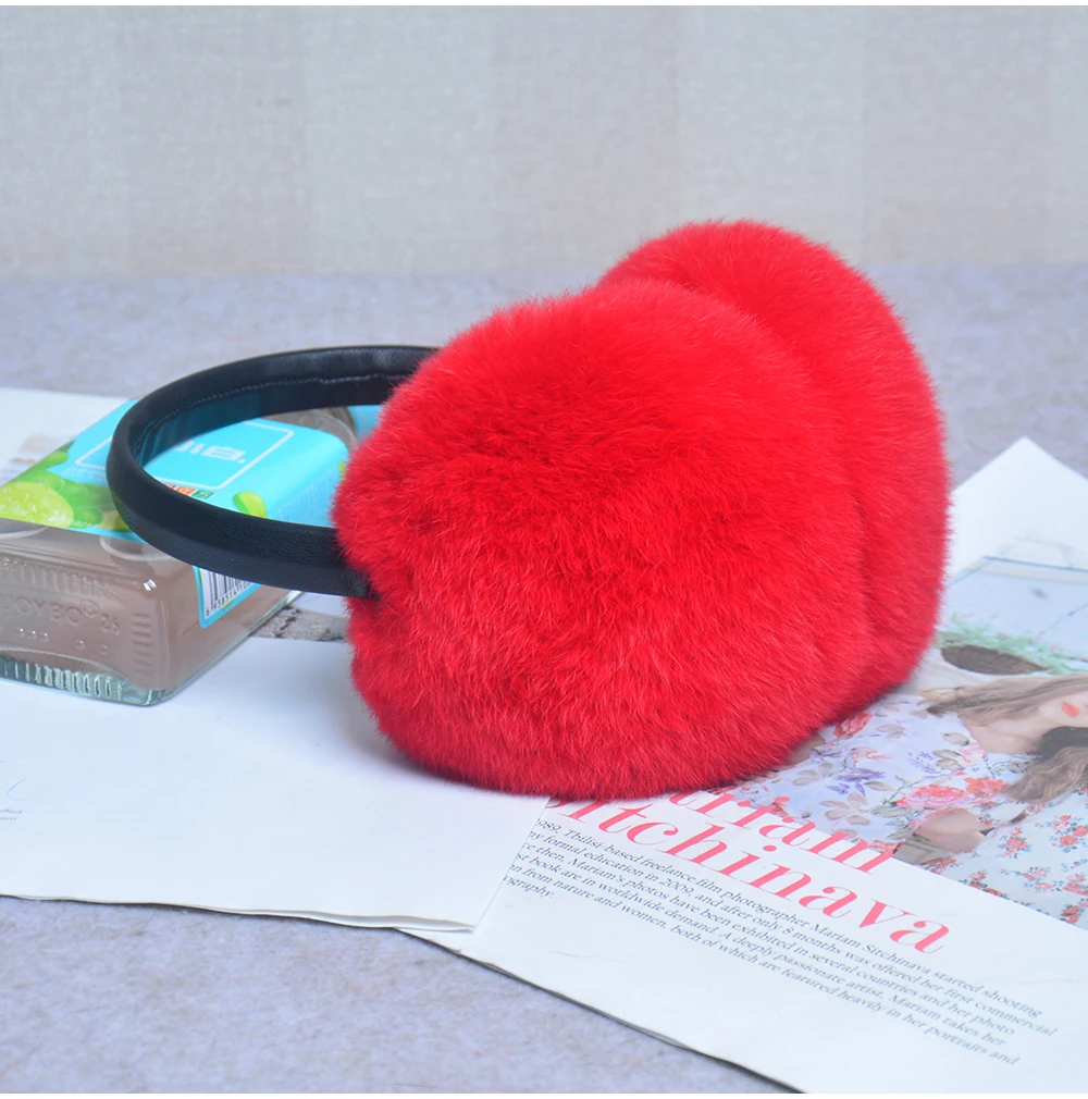 Rex Rabbit Fur Hang Ear Cover Warm Winter Earmuffs Headwear Ear Muffs Fur Earmuffs Cold Ear Warmer Fold Ear Protection Headband