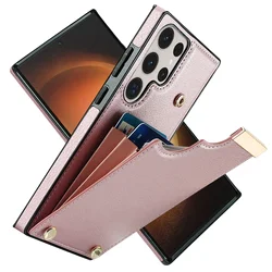 Phone Case For Samsung Galaxy S25 S21 S20 S23 FE S24 S22+ Plus Note 20 Ultra A55 A52S A15 A14 5G Organ Card Slot Leather Cover