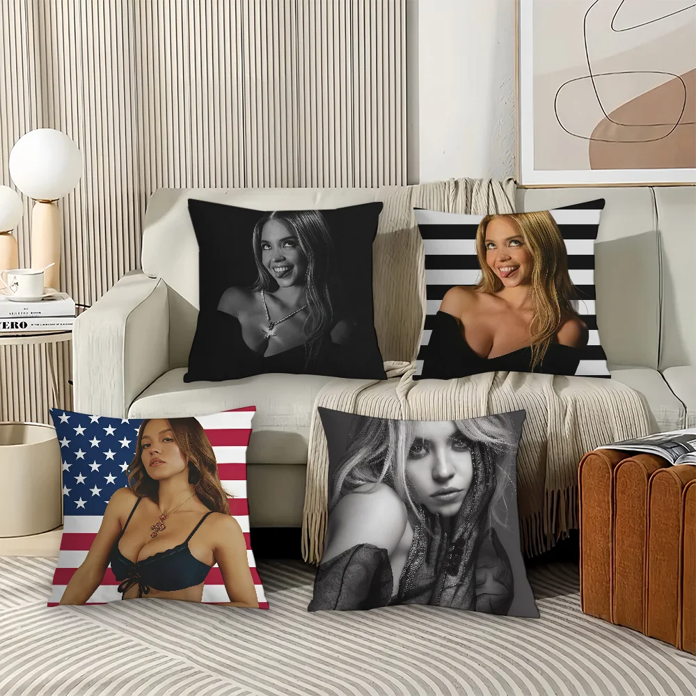 غطاء وسادة للممثل سيدني سويني وسائد مكتبية مناسبة لغطاء الوسادة المزخرف لغرفة نوم السيارة