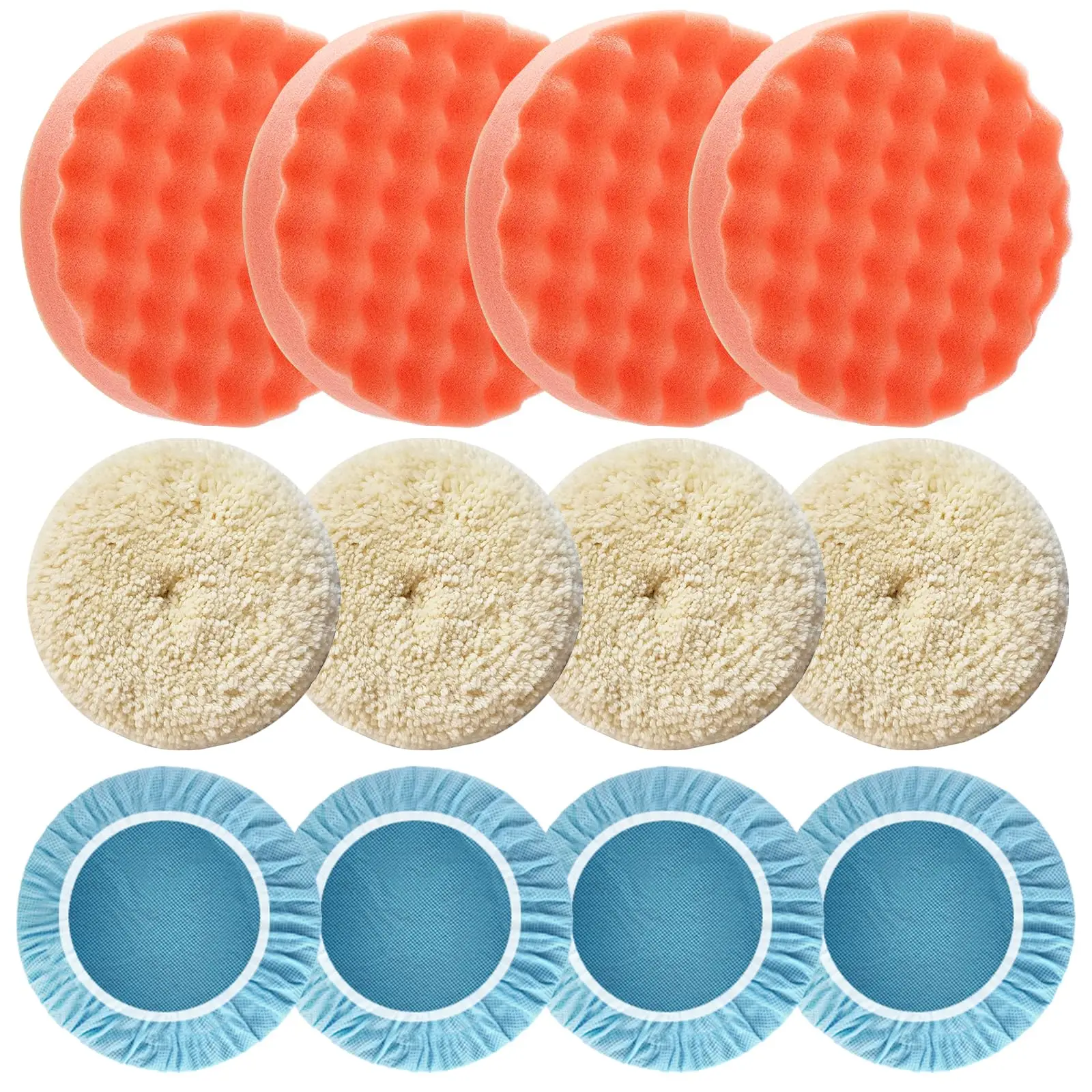 

Car Polishing Pad Kit With Orange Foam Wool And Microfiber Pads