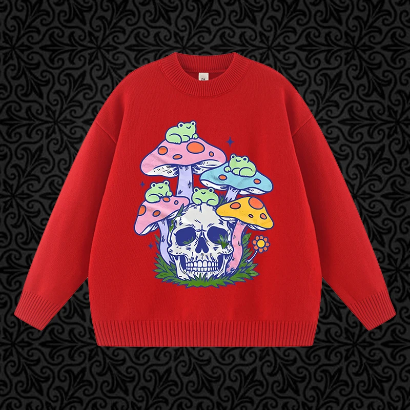 

Американские винтажные эстетические свитера женские Y2K свободные осенне-зимние вязаные модные пуловеры в стиле Харадзюку с круглым вырезом и длинными рукавами