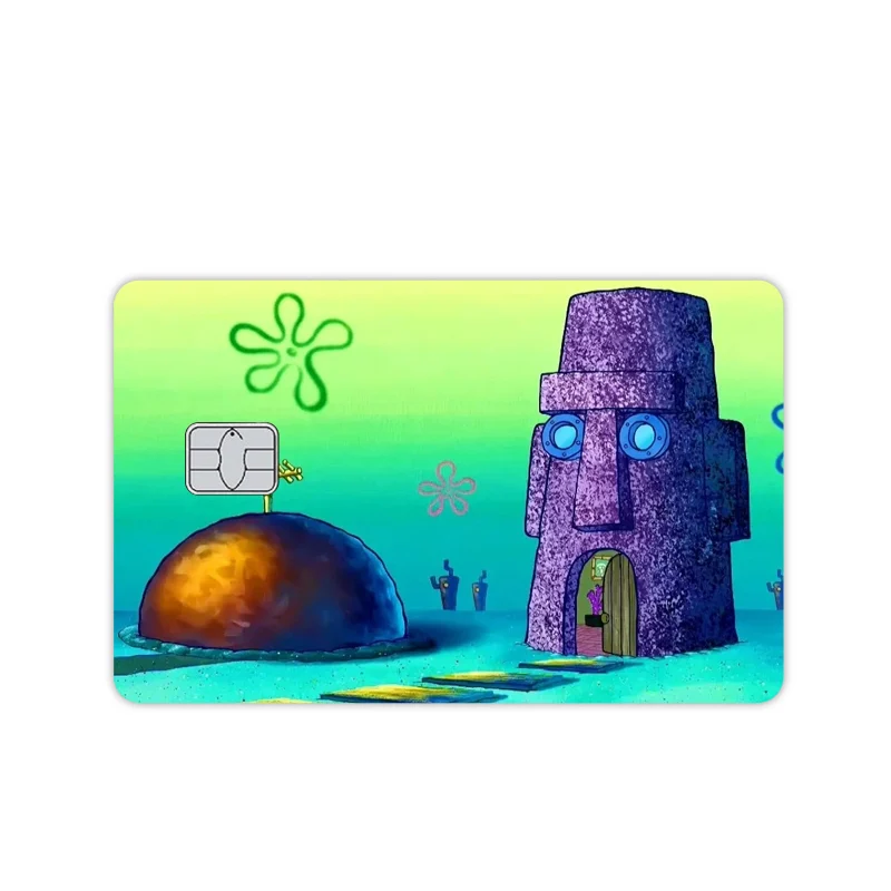 Cartoon Spongebob Bikini Bottom Credit Card Skin Stickers Visa Metro Debit Bank Charge Card Decal Waterproof Sticker Decoration