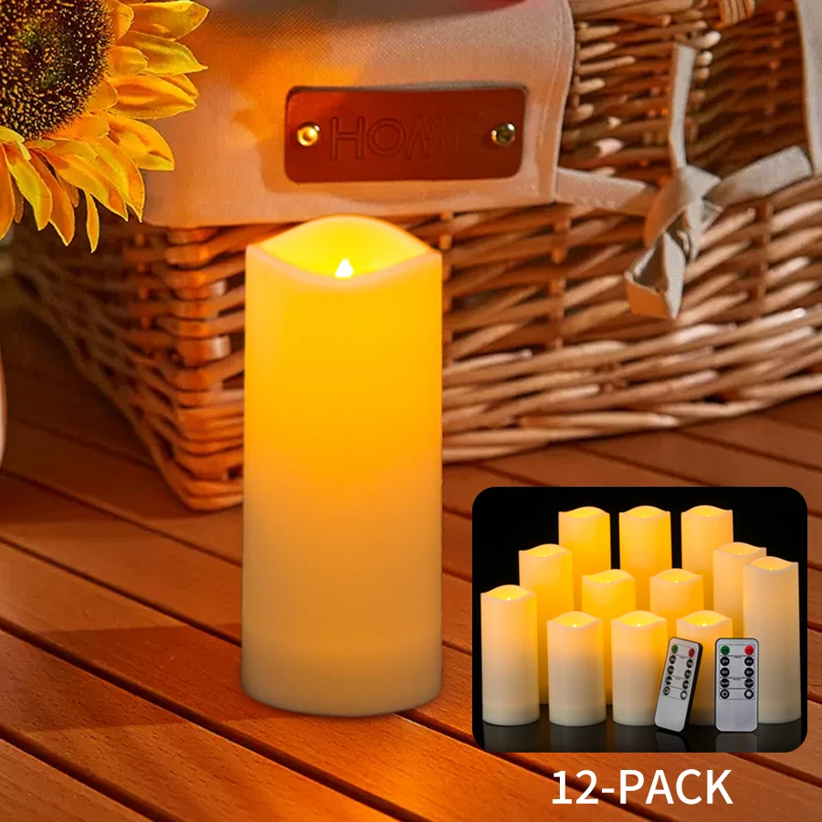 

Flameless LED Candle Light with 2 Remote Controls And Timers Waterproof Candle Light Home Festival Party Wedding Decor Supplies