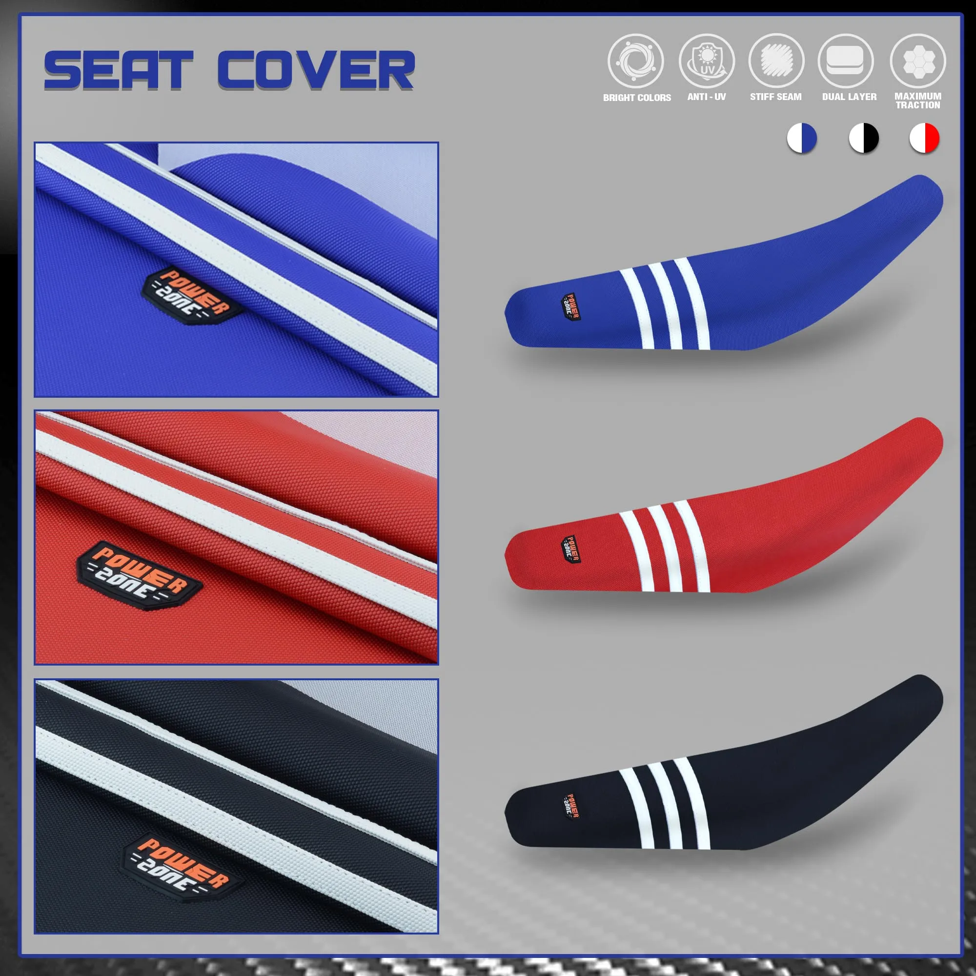 MCHMFG Rib Ribbed Gripper Seat Cover in Waterproof Set Protection Antislip Upset Apply to For SXF EXC KXF CRF YZF WR TC TE 003