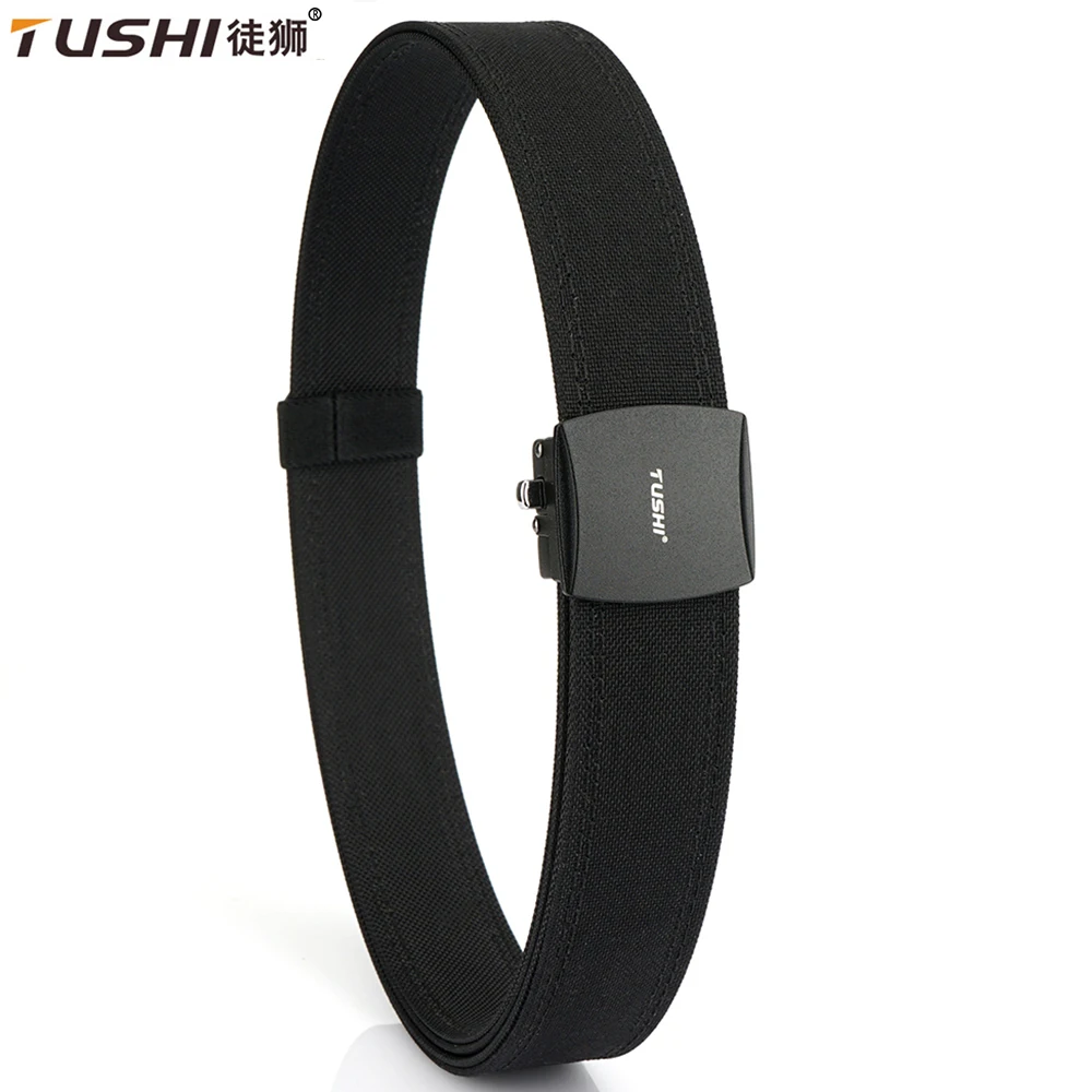 

TUSHI Belt Hard Tactical Belt for Men Nylon Casual Military Belt Outdoor Metal Automatic Buckle Gun Belt IPSC Accessories Male