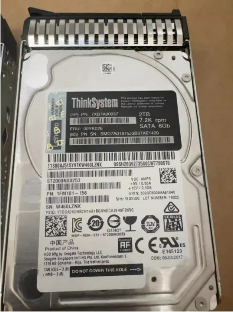 For LENOVO SR550 SR650 SR850 2T SATA 2.5 7XB7A00037 00YK026 2TB server hdd