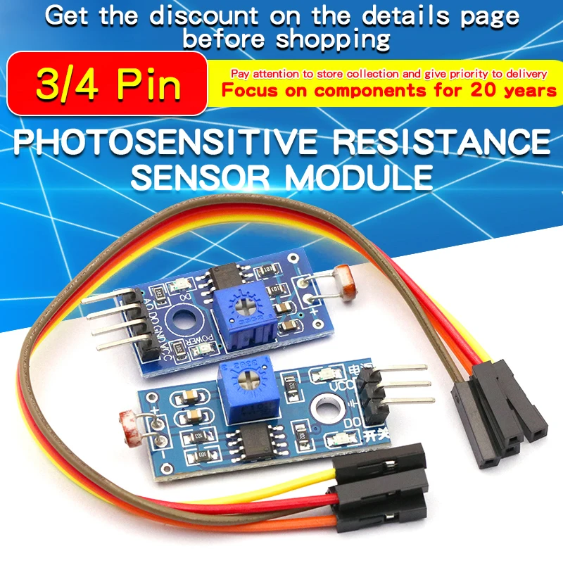 1 pz modulo sensore di resistenza alla luminosità fotosensibile rilevamento della luce intensità rileva modulo resistore fotosensibile