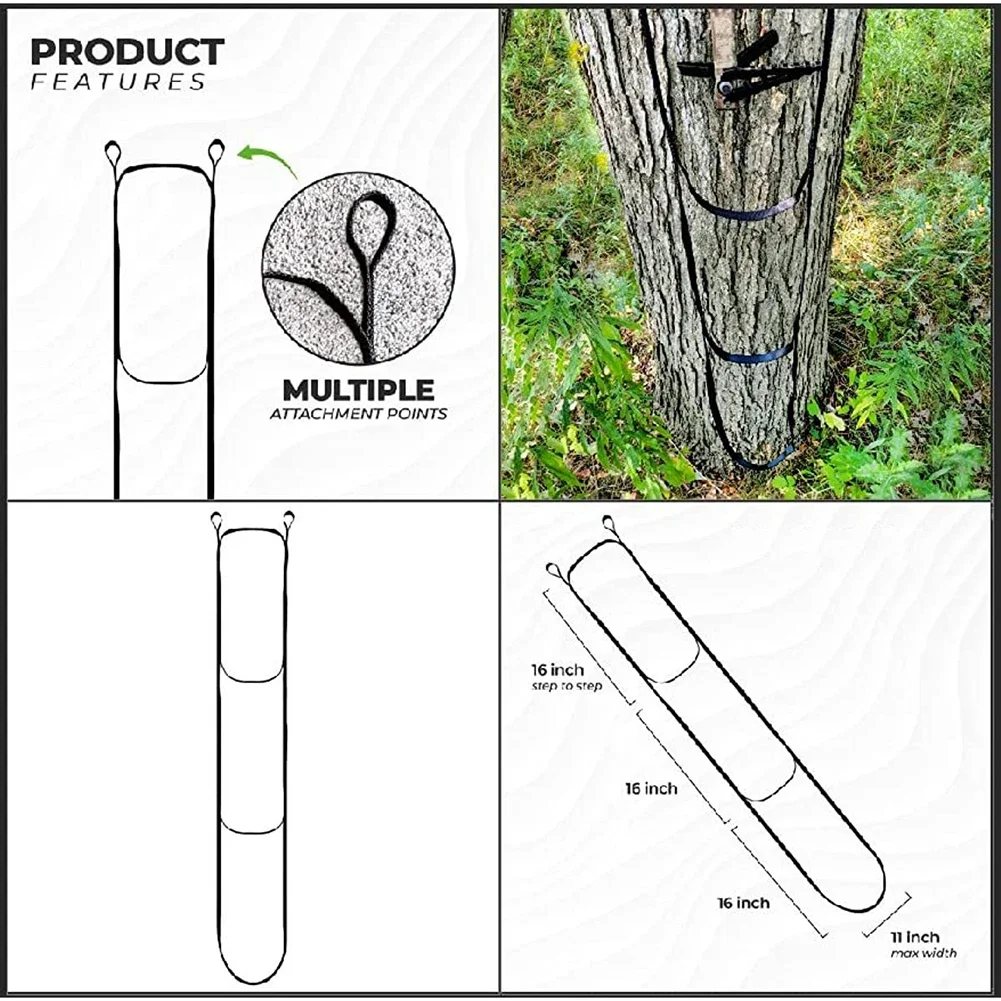 3-Step Climbing Stick Aider Sling Ascender Lightweight Rope Ladders For Outdoor Climbing Caving Canyoning