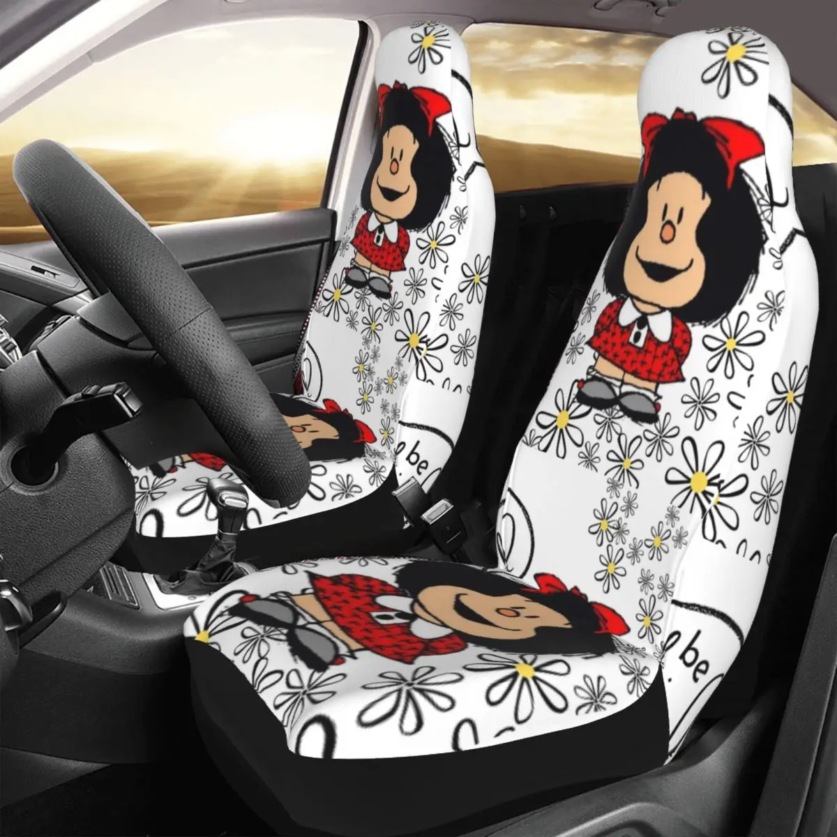 MAFALDA Be Kind Universal Auto Car Seat Covers Fit Any Truck Van RV SUV Custom Argentine Bucket Seat Protector Cover 2 PCS