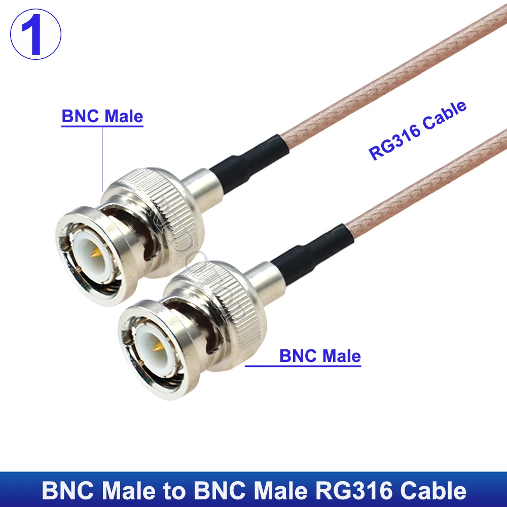 1Pcs BNC Male to BNC Male/Female Connector 50 Ohm RG316 RF Coaxial Coax Cable for SDI Camera Security CCTV Camera DVR System