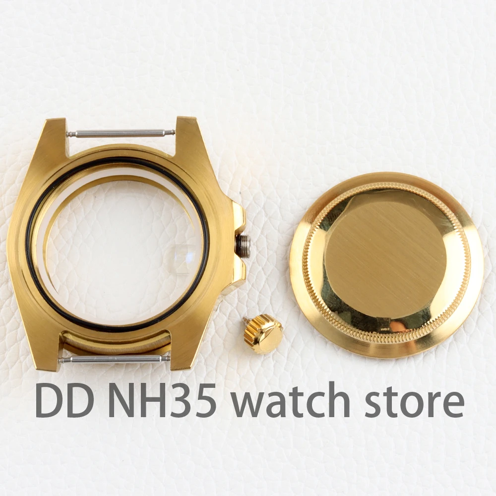 Gold Watch Case 40mm for Submariner Style NH34 NH35 NH36 movement Sapphire Glass Stainless steel Waterproof fit 28.5mm NH35 Dial