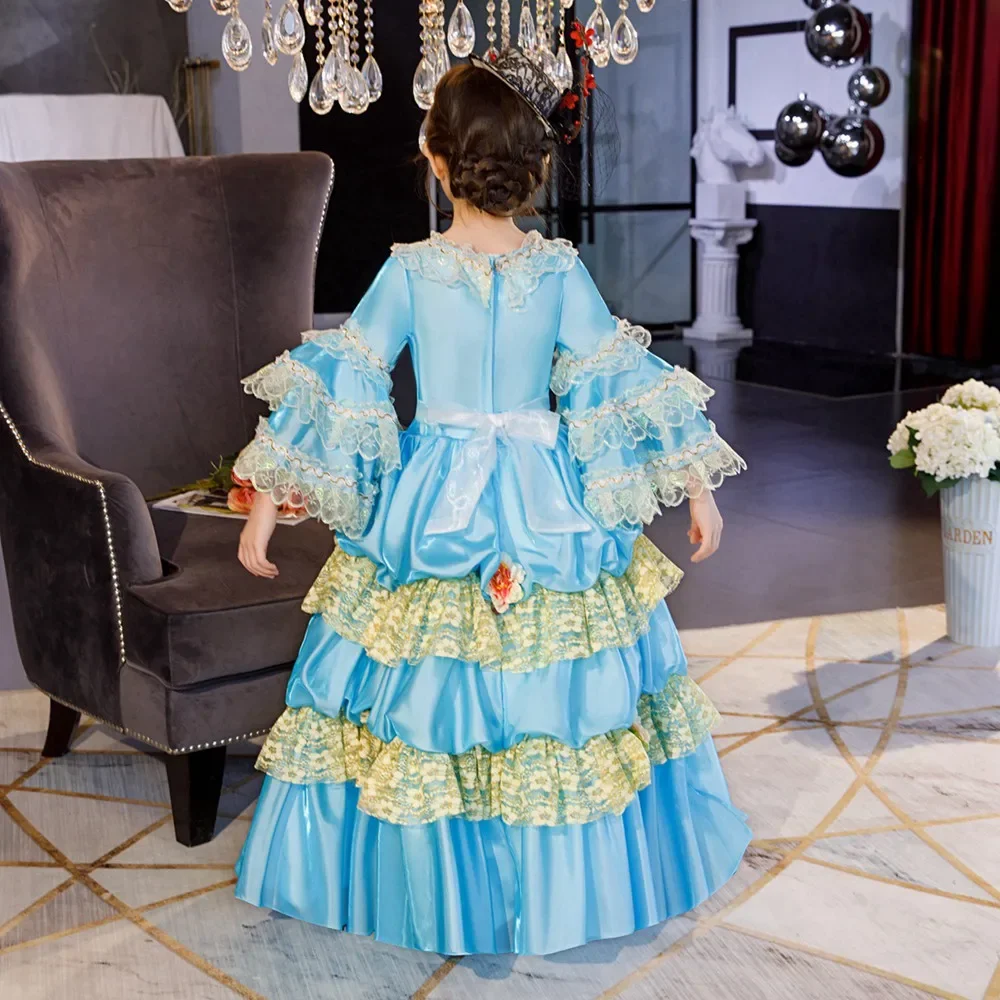 Cosplay Lolita Rococo wiktoriański kostium księżniczki sukienka dziecięca stroje kostium złoty Vintage na imprezę Cosplay urodziny