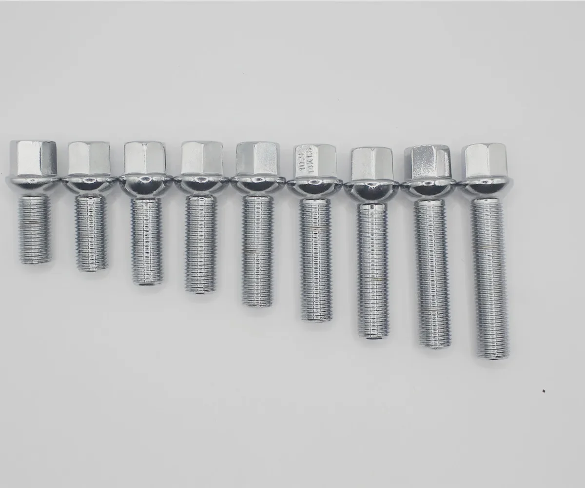 4PCS M14x1.5 볼 시트 R13 휠 러그 볼트 28 31 35 40 45 50 55 60 65mm 생크 벤츠 A B C E S G GLK GLC M ML 휠 너트 썸네일 4