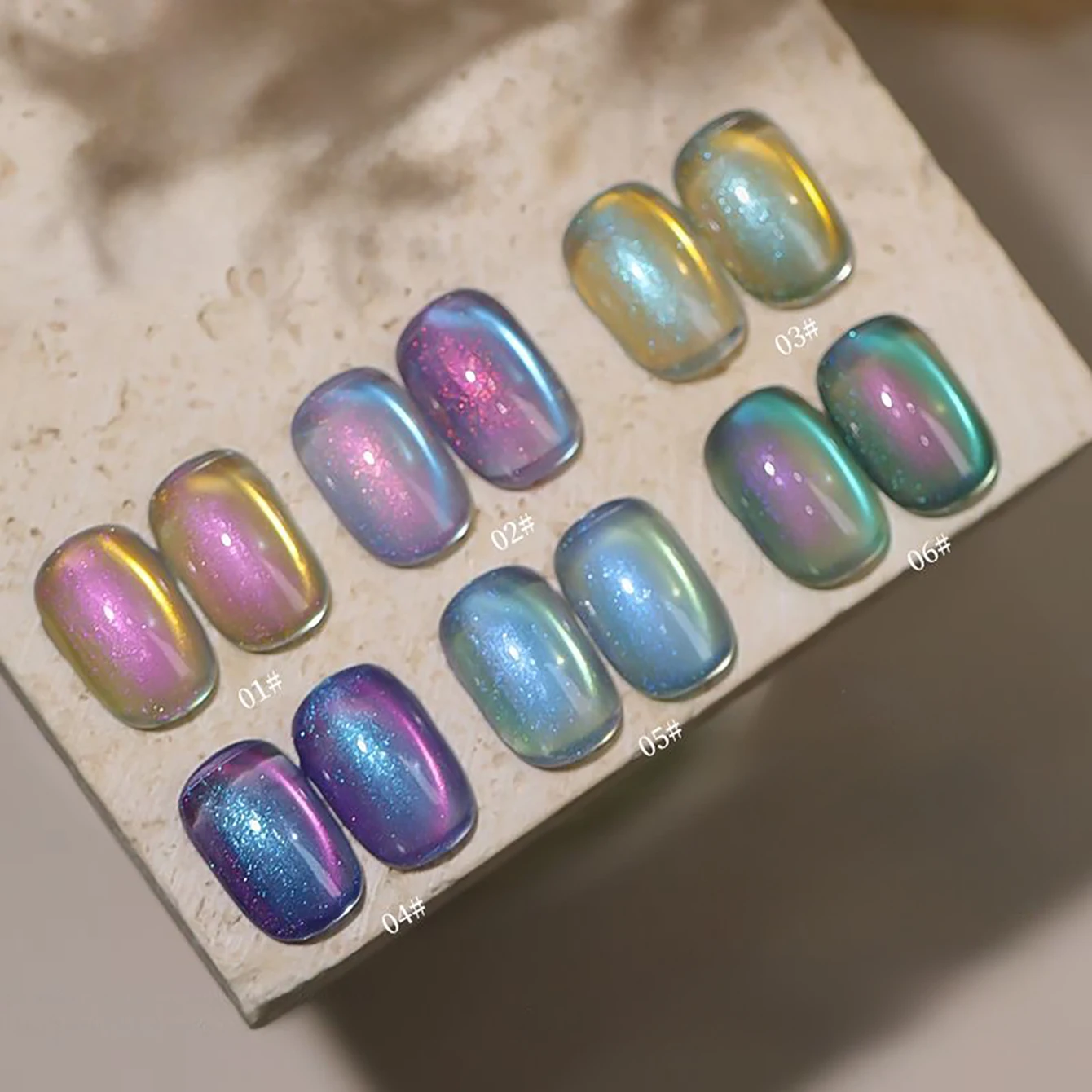 

1-6 шт. TC Aurora Cat Eye Гель-лак для ногтей 2025 Популярный синий зеленый фиолетовый Cat Eye Светодиодная лампа для отверждения Soak Off Glitter Gel Nail Art