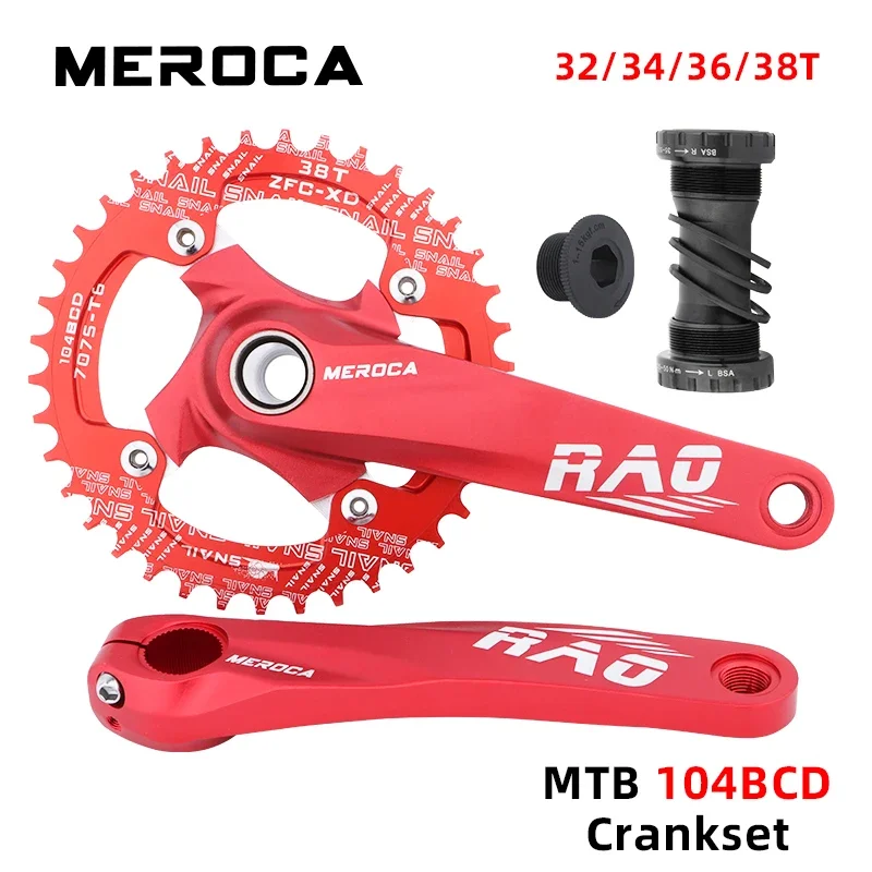 MEROCA Bicycle Crankset 170mm Forging Crank Narrow Wide teeth 104BCD Chainring 32/34/36/38T Chain Wheel For MTB bike crankset