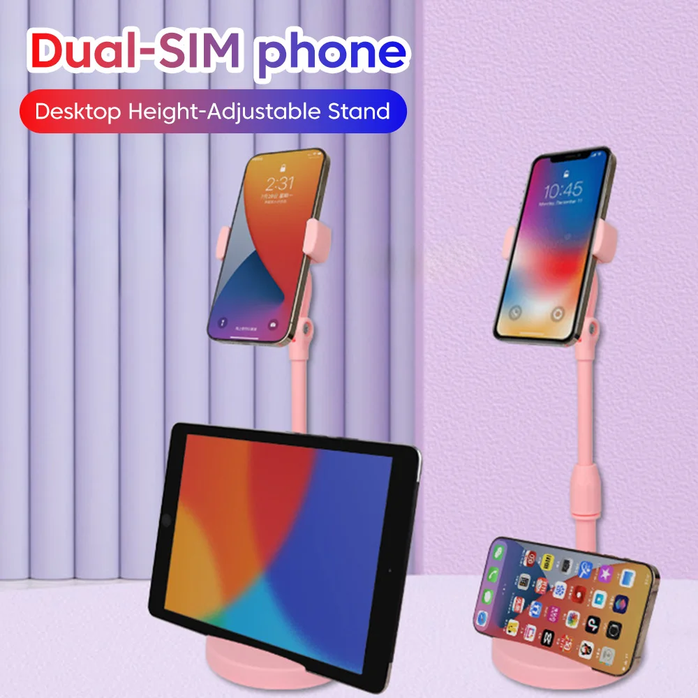 Держатель для настольного телефона, подставка с двумя слотами для карт, прямая трансляция, регулируемый подъемный телескопический держатель для селфи для iPad