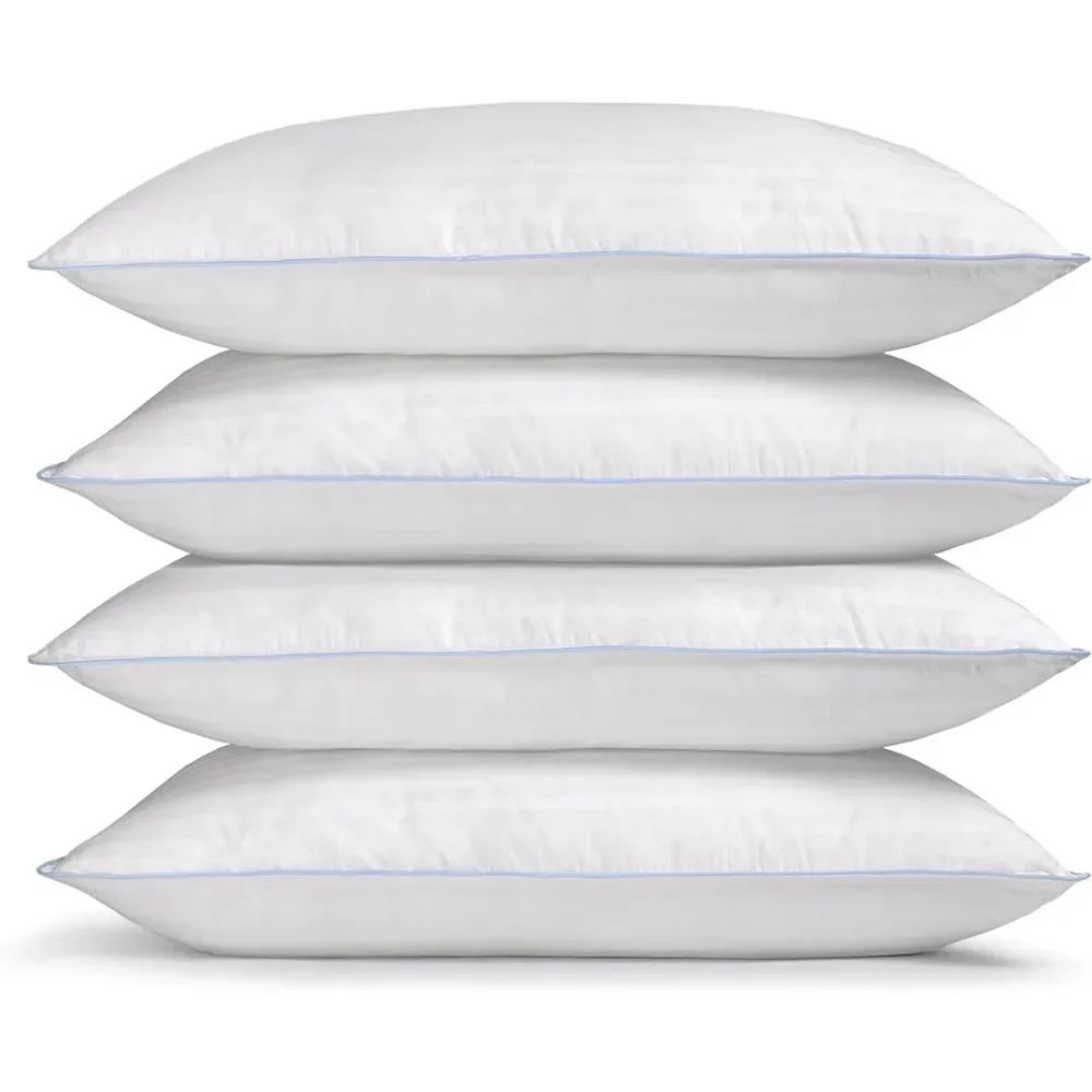 

4-Pack Premium Bed Pillows - Medium Density and Medium Loft Ideal for Back and Side Sleepers - 100% Cotton Casing - 20"X28"