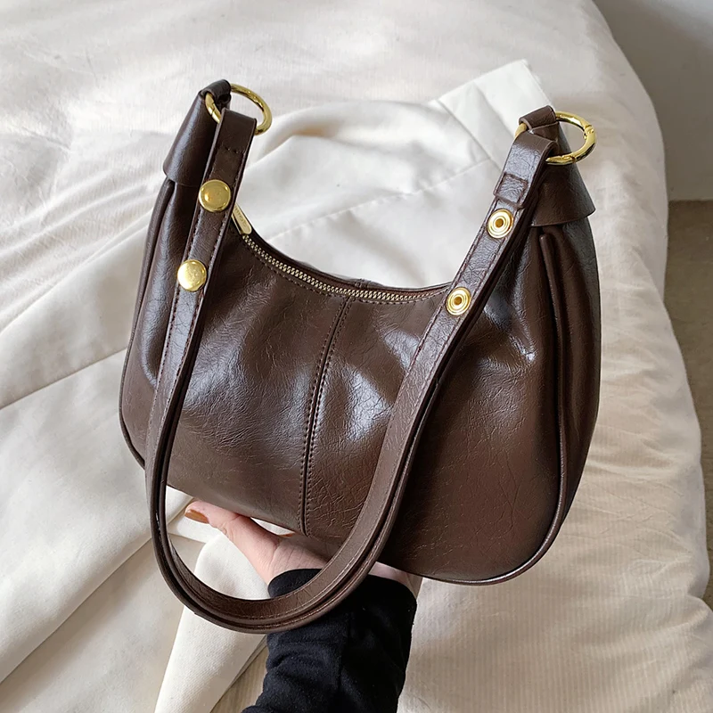 

Классическая и атмосферная повседневная простая и минималистичная однотонная модная женская сумка через плечо, многофункциональная женская уличная сумка