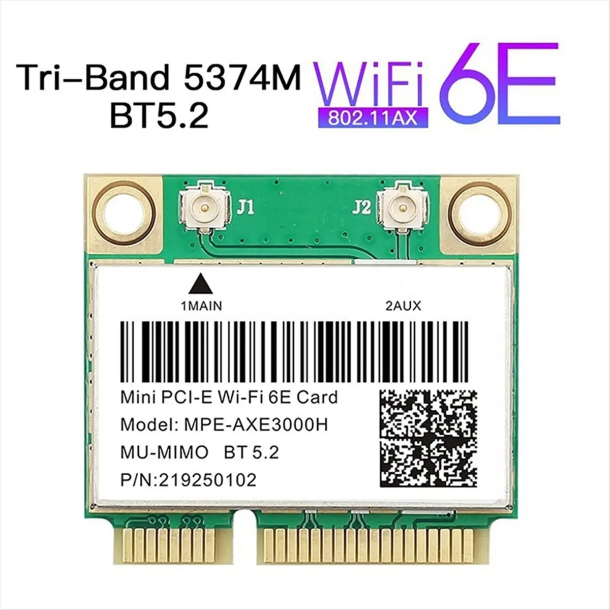 T35C Tri Band 5374Mbps WiFi 6E -AXE3000H AX210 Wireless Card BT 5.2 for PCIE Wi-Fi Adapter Win10 for Desktop/Laptop - view 4