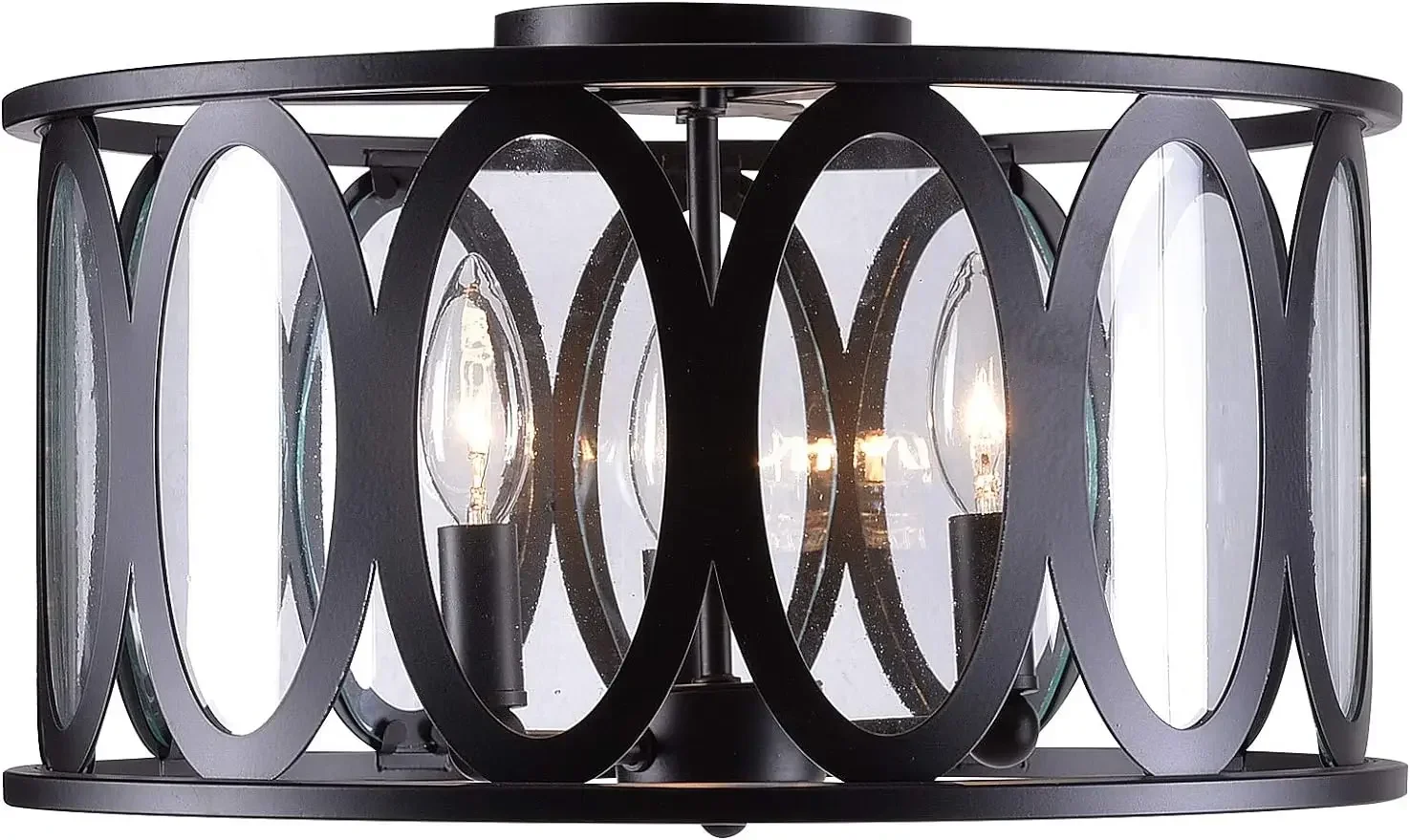 94113ORB Prince 3 Light Flush Mount with Oil Rubbed Bronze Finish, Casual Style, 8.5