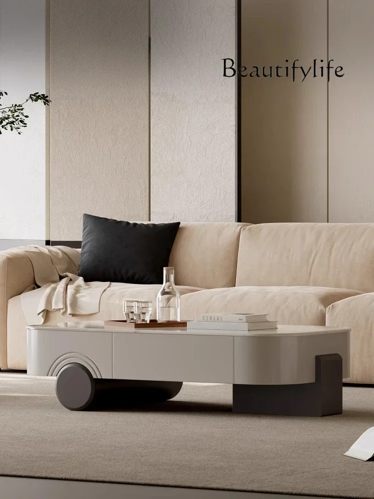 QQ Modern minimalist marble coffee table living room home Italian artistic sense creative rectangular coffee table